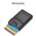 New Bring Aluminum Card Holder Wallet with Outside Pocket Mini RFID Blocking Automatic Pop up Bank Card Case Organizer Purse Bag
