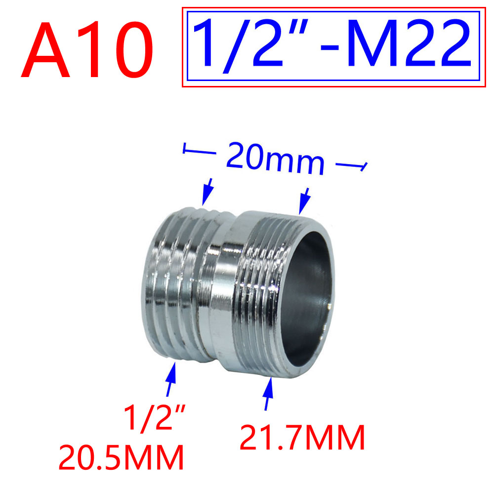 Silver 1/2"/M16/M17/M18/M19/M20/M22/M24/M28/M32 Thread Connector Brass Adapter For Water Faucet Copper Fittings