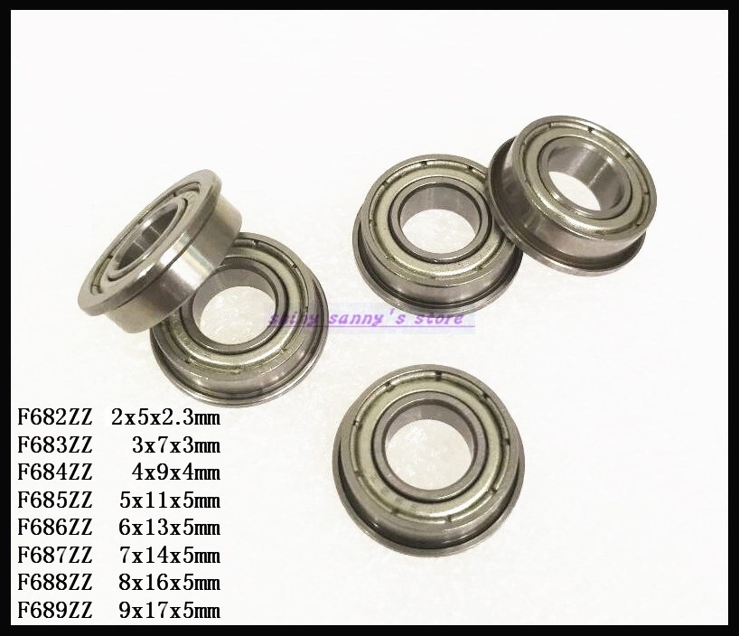 5pcs/Lot F686ZZ , F687ZZ , F688ZZ , F689ZZ Flange Bearing Thin Wall Deep Groove Ball Bearing Mini Ball Bearing Brand New