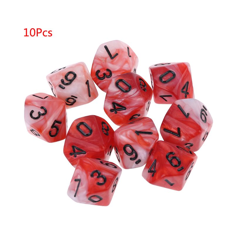 10pcs/set 10 Sided D10 Polyhedral Dices Numbers Dials Desktop Table Board Game