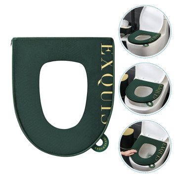 1Pc European Style Toilet Seat Cushion Universal Zipper Toilet Pad Dark Green