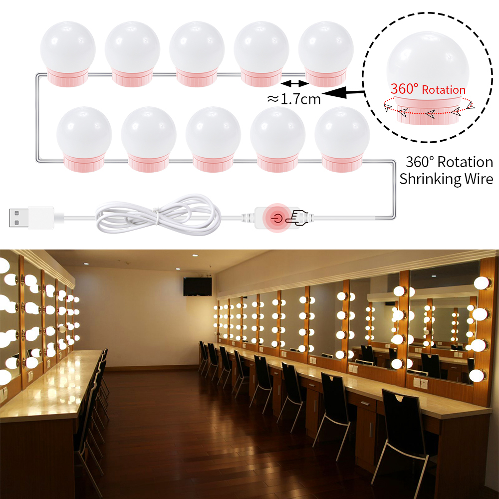 Dimmable Hollywood Style Makeup Mirror Lights 12V USB Bedroom Decor Wall Lamps LED Vanity Mirror Light 6 10 14 Kit Dresser Lamps