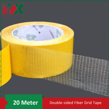 YX Double-sided Fiberglass Grid Sticky Adhesive Fiber Transparent Mesh Tape Strong Waterproof Tape Thick 20 Meter