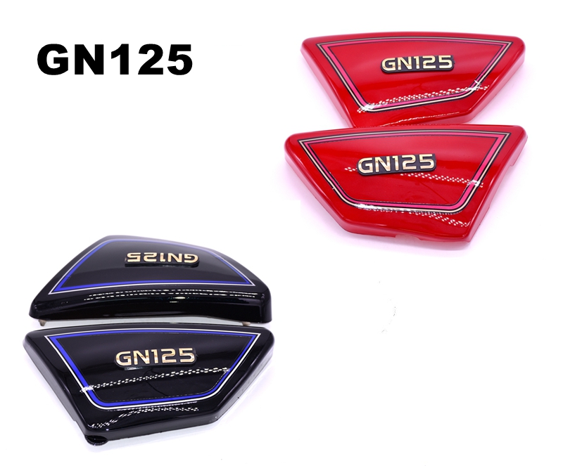 Free shipping motorcycle parts GN125 fuel tank shield black and red for Suzuki gn125 side cover ABS material side cover gasket