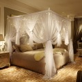 Quadrate Palace Mosquito Net Stainless Steel Frame Romantic Lace Bed Canopy Nets Three-door Bedcover Curtain Home Textiles Decor