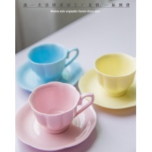 Colorful Ceramic Coffee Cup and Saucer