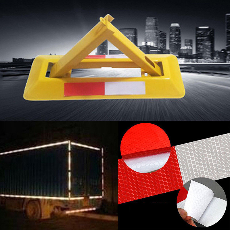 10PcsCar supplies Night Driving Safety Secure Red White Sticker 4.5*30cmReflective Stickers Warning Strip Reflective Truck Auto