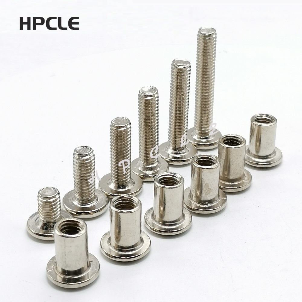 5sets m6*12/15 steel with nickel hex drive male female connector screw kitchen furniture cabinet Childrens bed connectors Bolt