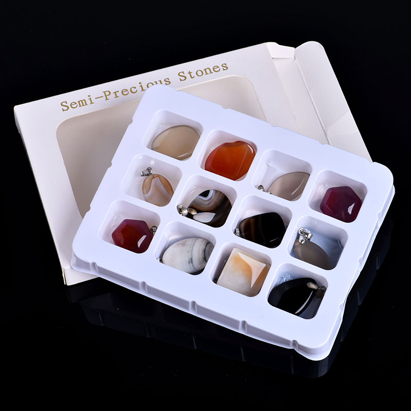 12-in-1 set natural agate crystal mineral jewelry fashion distinguished couple decoration collection DIY gift free shipping