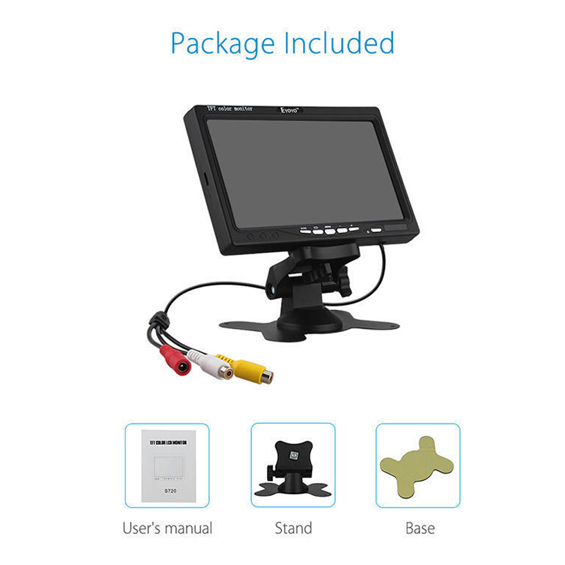 12V-24V 7 inch TFT LCD Color HD Monitor for Car CCTV Reverse Rear View Backup Camera