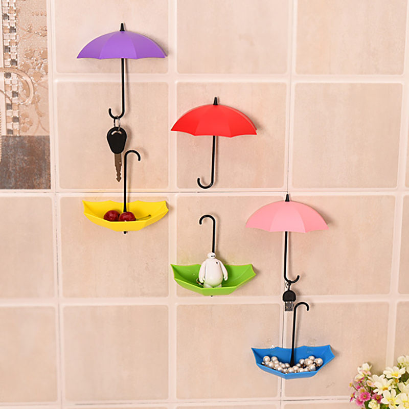 3Pcs/set Creative Umbrella Shape Hook Colorful Key Hanger Holder home Bedroom Wall decoration Accessories Load weight 0.2kg U3