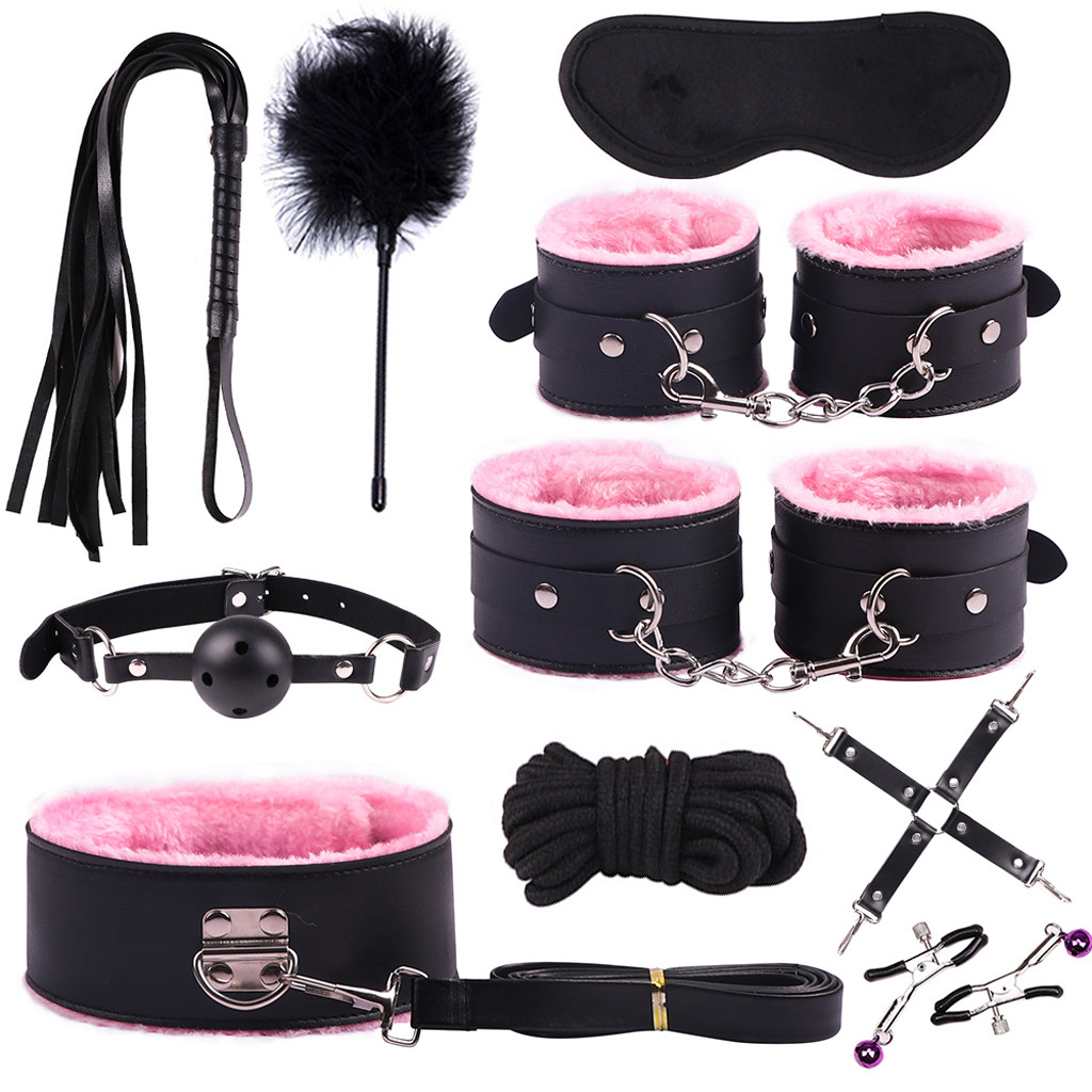 SM Game Kit Suit Adult Handcuffs Ball Whip Kit Bondage Set Couple SM Sex Toys