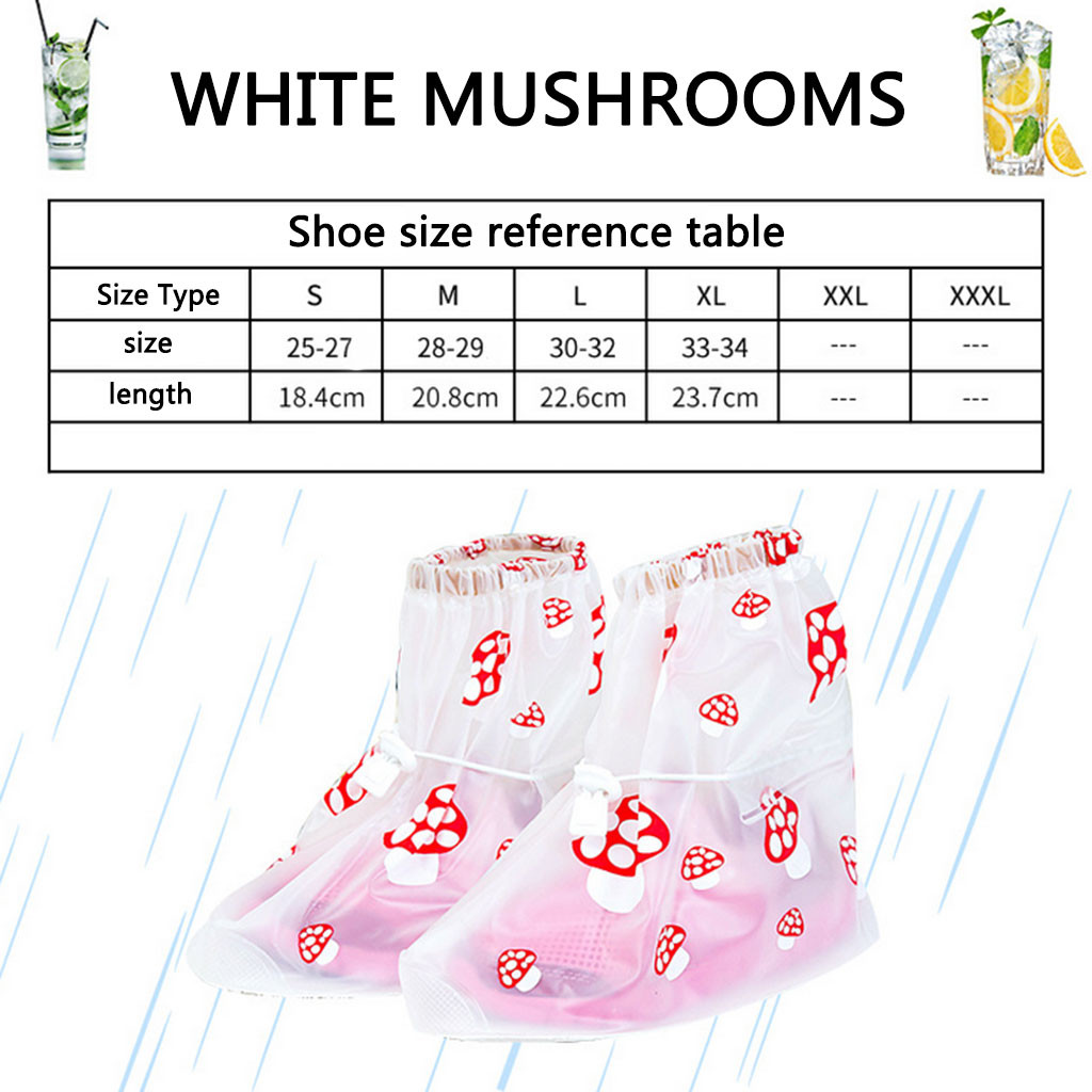 SAGACE Shoe Covers Children's Waterproof Shoe Cover Rainproof Shoe Cover Rain Gear White Mushroom Pattern Kids Rain Shoe Cover
