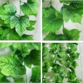 2pcs 2.3m Long Artificial Vine Grape Leaf Green Silk Fake Artificial Ivy Fake Plant for Home Party Decoration