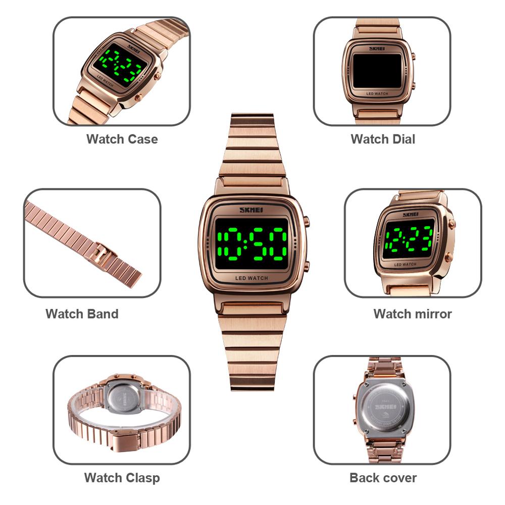 SKMEI Top Brand Female Girls Waterproof Wristwatch Fashion Women LED Light Digital Watch Montre Femme 1543 Clock Ladies Watches