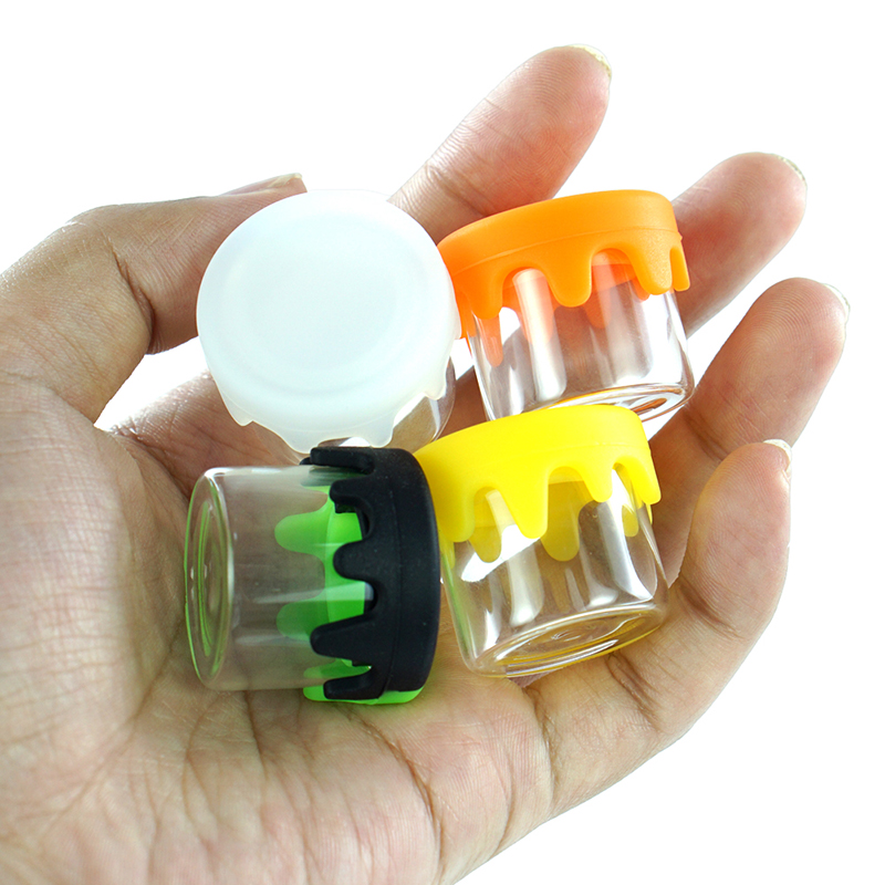 10pcs Non-Stick Glass Jars Wax Container Concentrate Container wax jar glass Bottle with silicone lid