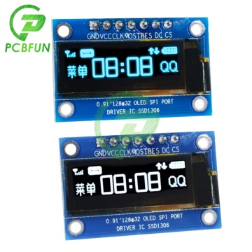 0.91 Inch OLED LCD Display Module Board SSD1306 Driver IC DC 3.3V-5V SPI PIN Interface 128x32 12832 Display Module for Arduino