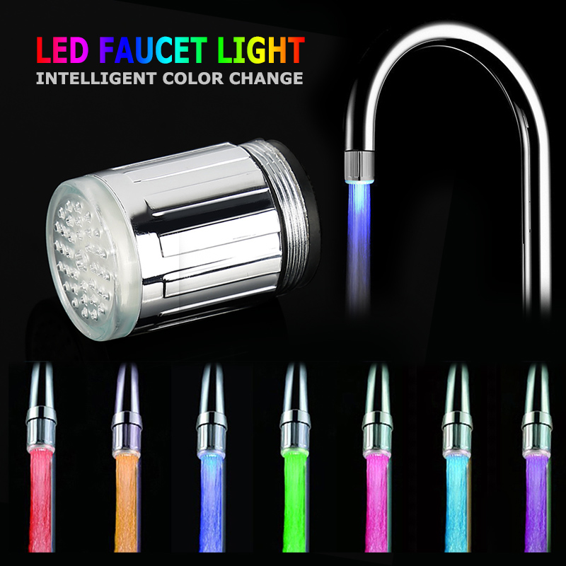 LED Water Faucet Light Changing Glow Temperature Sensor Water Tap Shower Spraying Faucet Shower Head Kitchen Tap Aerators DropSh