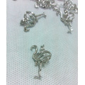 18kgp Flamingo Shape Pendant Locket, Crane style Cage Pendant Mountings for Bracelet Necklace DIY Floating Charms Jewelry