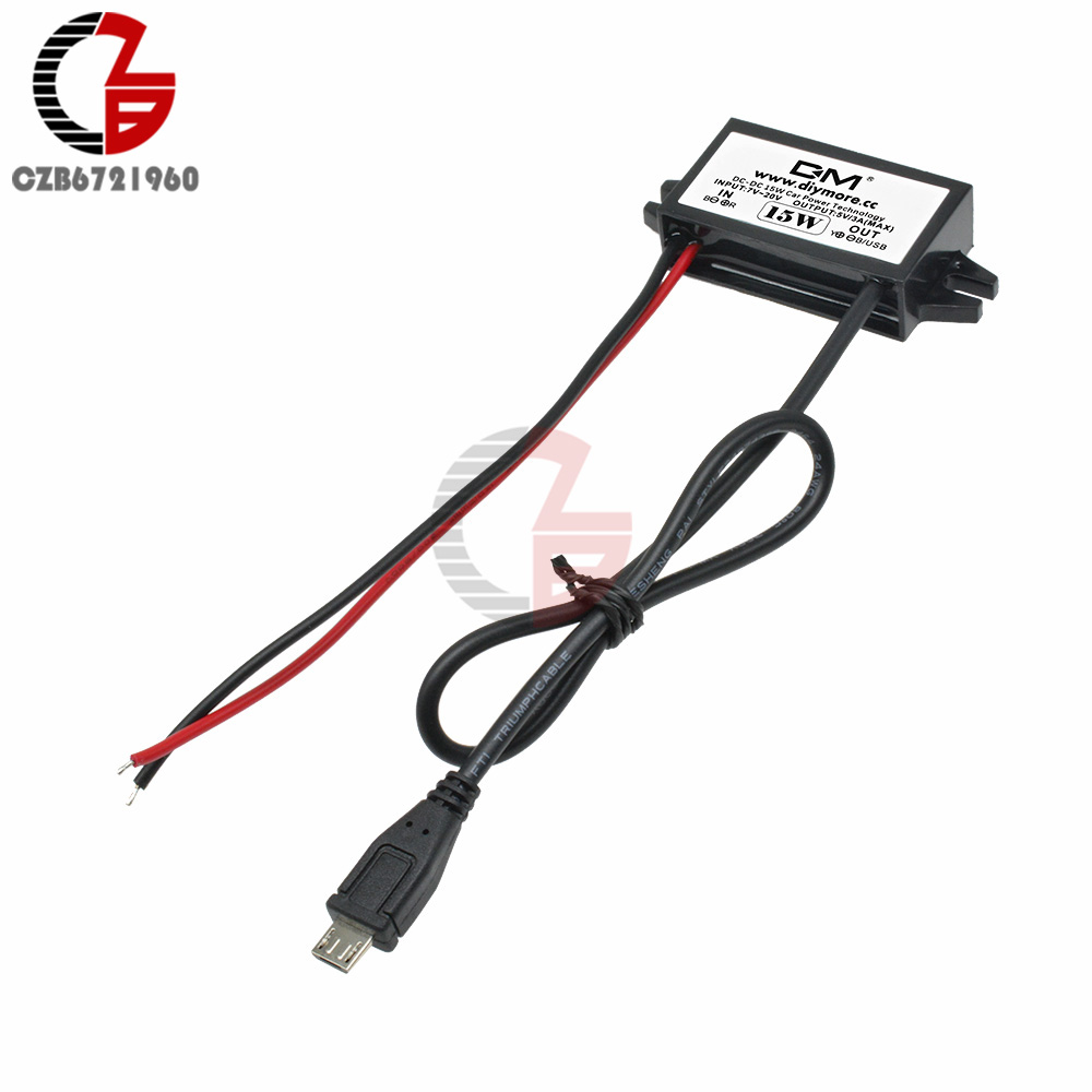DC-DC 12V to 5V Step Down Power Converter Adapter Inverter Micro USB 3A 15W Over Voltage Heat Short Circuit Protection for Car