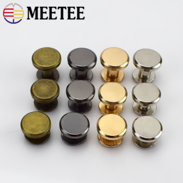 Meetee 20pcs 5-8mm Flat Head Screws Nail Rivet DIY Bag Book Notebook Metal Binding Belt Hardware Accessories Rivet Buckle BF007