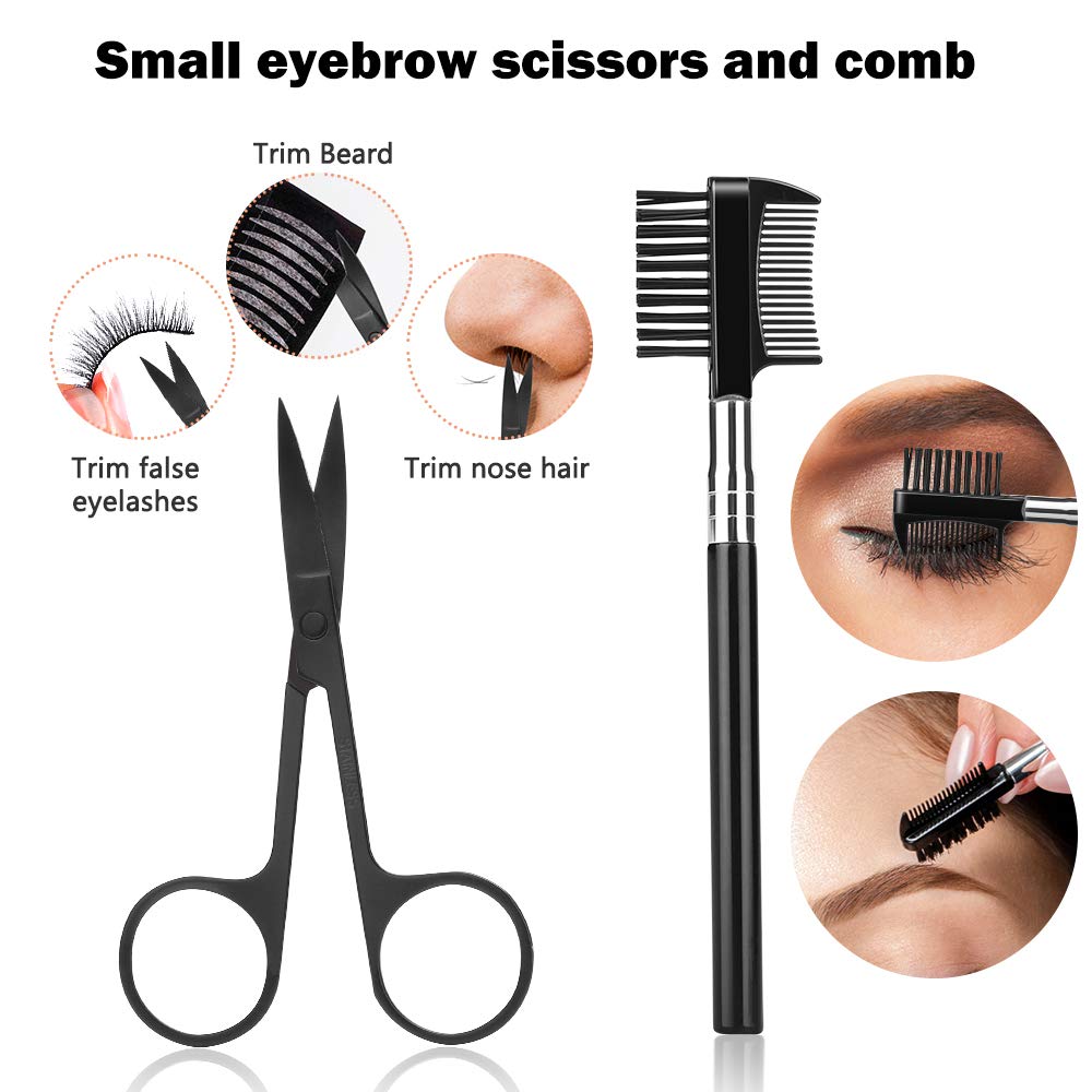 YBLNTEK 5/8PCS Eyebrow Trimmer Eyebrow Razor Kit Eyebrow Scissors Eyebrow Comb Razor for Face Tweezers Eyelash Eyelash Brush