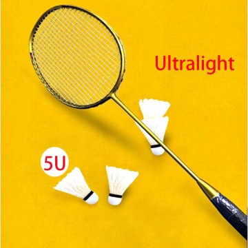 5U 100% Carbon Badminton Rackets Good Elasticity Fiber Ultra-light Badminton Racquet Professional Match Training Sports With Bag