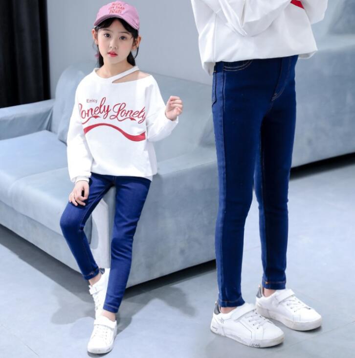 2020 autumn children's clothes girls jeans solid slim thin denim baby girl jeans for girls big kids casual jean long trousers
