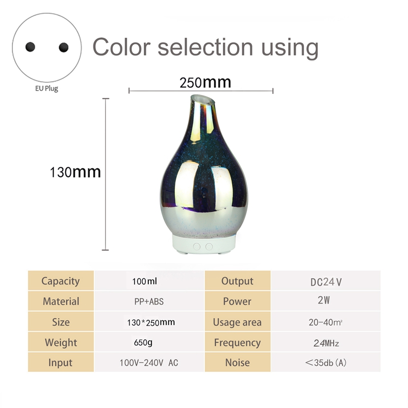 diffuser of glass Vase Shape Air Humidifier with LED Night Light Aroma Essential Oil Diffuser Mist Maker Ultrasonic Humidifier