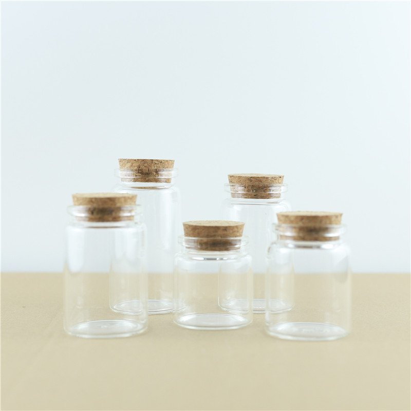24PCS 47mm Diameter Cork Glass Botttle Mini Sub Jars Cork Crafts Jars Kitchen Storage container Bottles In vitro Glass Jars