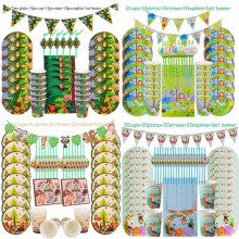Jungle Birthday Party Decoration Disposable Tableware Set Jungle Animal Forest Friends Zoo Theme Supplies Baby Shower Safari