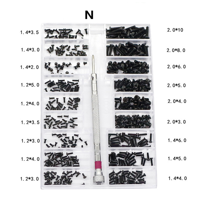 18 Types 500Pcs Mini screw DIY Kit +1.6mm Screwdriver For Laptop Computer Assemble Repair Screw Fastener set