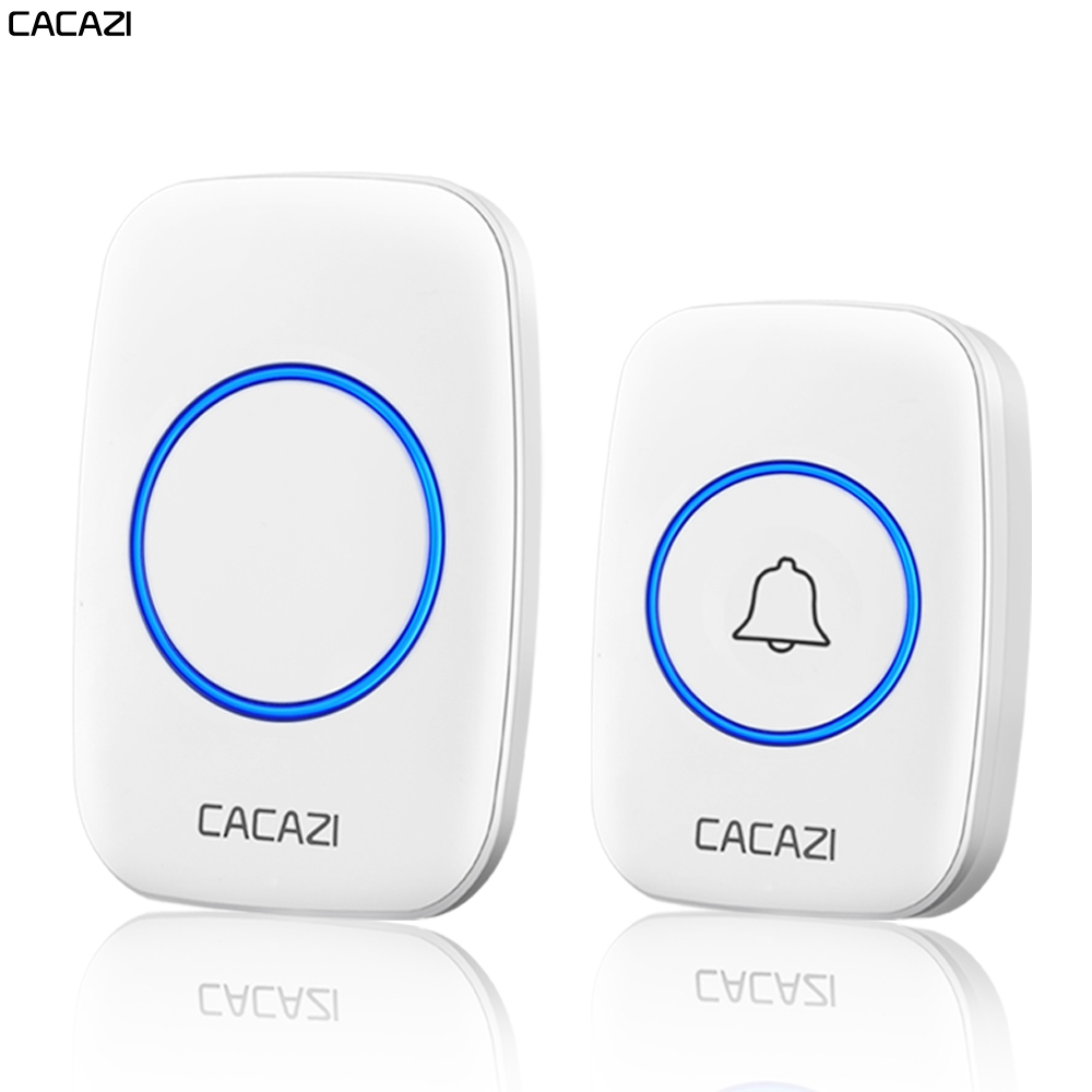 CACAZI Wireless Waterproof Doorbell US EU UK Plug 300M Range Home Intelligent White Door Bell Chime 1 2 Button 1 2 3 Receiver