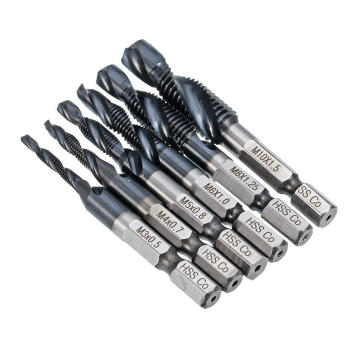 6pc/set HRC89 M3-M10 Combination Drill Tap Bit Set TiAlN Coated Deburr Countersink Bits