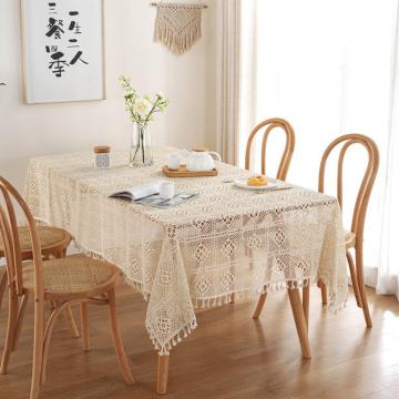 Lace Tablecloth Rectangle Handmade Crocheted Table Cover for Rectangle Tables Party