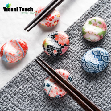 Visual Touch 1pc Cute Japanese Ceramic Decorative Chopsticks Holder Rack Spoon Fork Rest Kitchen Tools Tableware 6 Styles