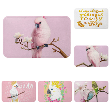 Pink Birds Parrot Thank you Today Everyday Cool Mat Bath Carpet Decorative Anti-Slip Mats Floor Bar Rugs Door Home Decor Gift