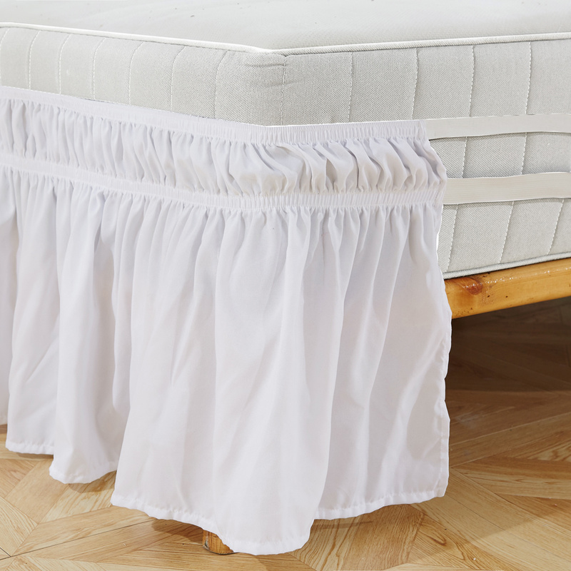 Home White Gray Ruffles Bed Shirts Without Surface Elastic Full Twin Queen King Easy on/Easy Off Bed Skirt