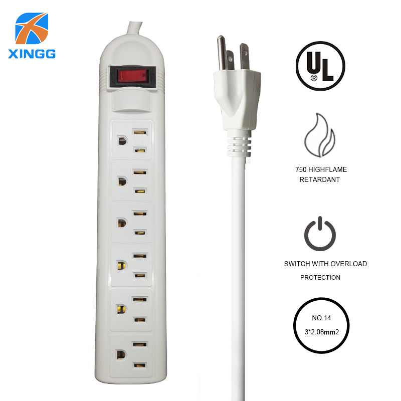 US American Plug AC Electrical Power Strip Switch 3/4/6 Outlets Extension Socket Cord Surge Protector UL Certification 13A 125V