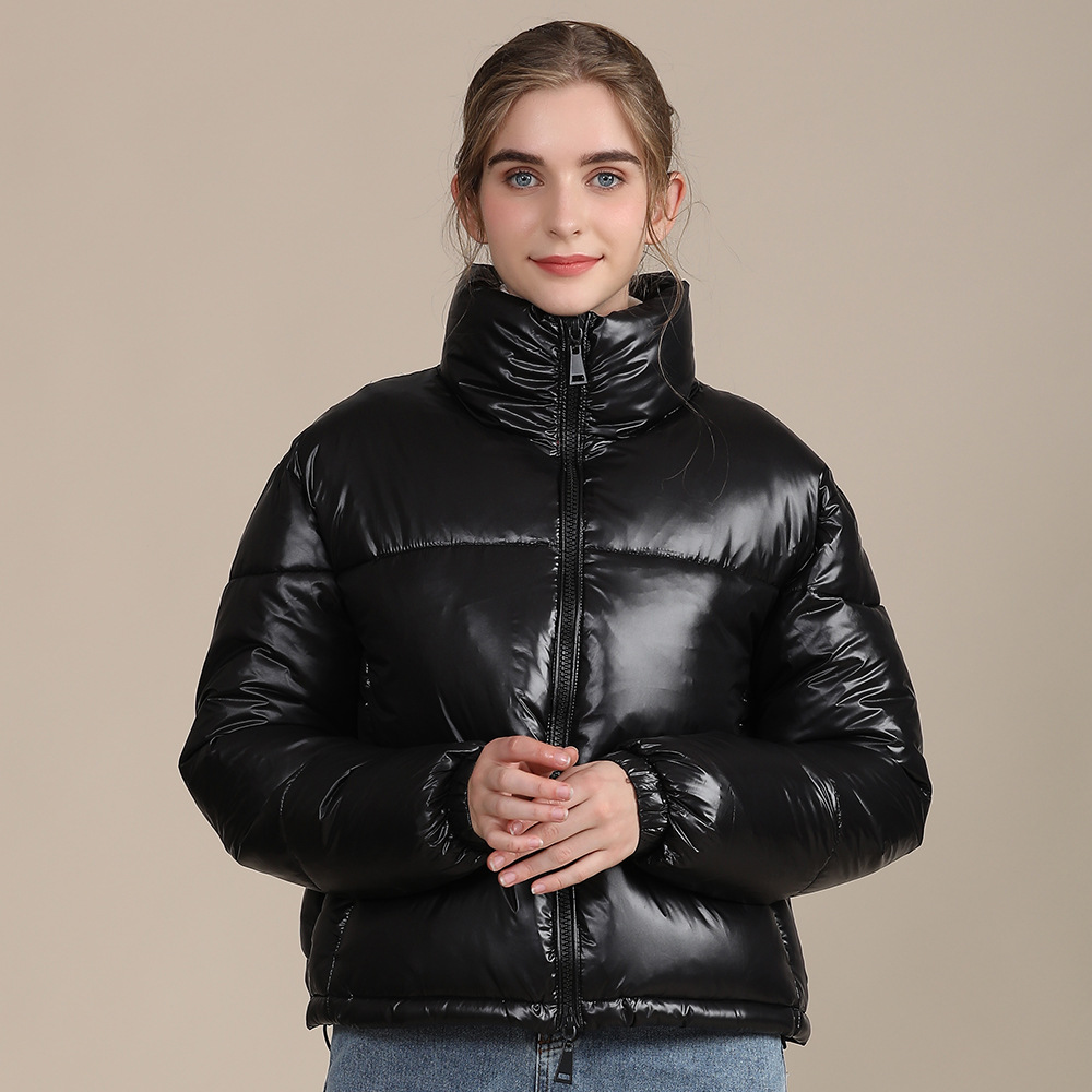 Zipper Short Puff Jacket for Women