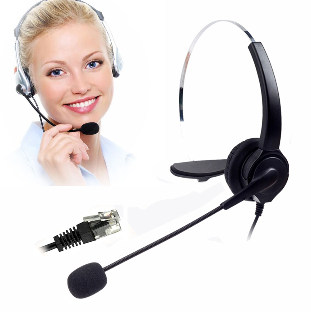 Corded Telephone Headset Rj9 for Landline Phones Call Center Noise Cancelling Telephone Headset Monaural Call Centere Headset