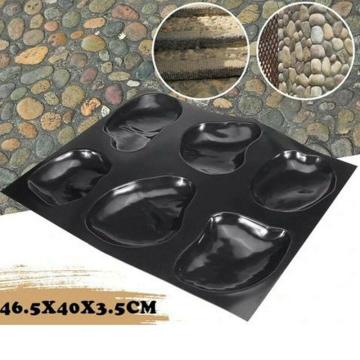 1pc New Paving Concrete Mould Garden Floor Road Paving Pebble Stepping Stone Plastic Mould Black 46.5x40x3.5cm