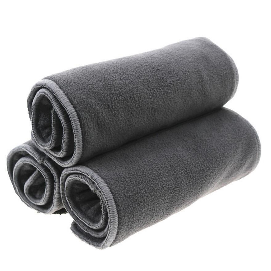 3pcs/lot Bamboo charcoal adult diapers 5 Layer Microfiber Inserts Cloth Nappies Urine Collector for Teen Adult Diappers S17D5