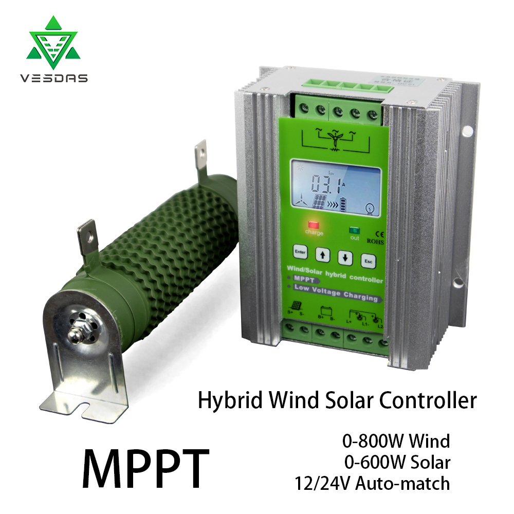 MPPT 1400w Solar Tracker Wind Solar hybrid Charge Controller PWM 12V 24V Battery Regulator 37.5 50A 58.3A for Wind Turbine Solar