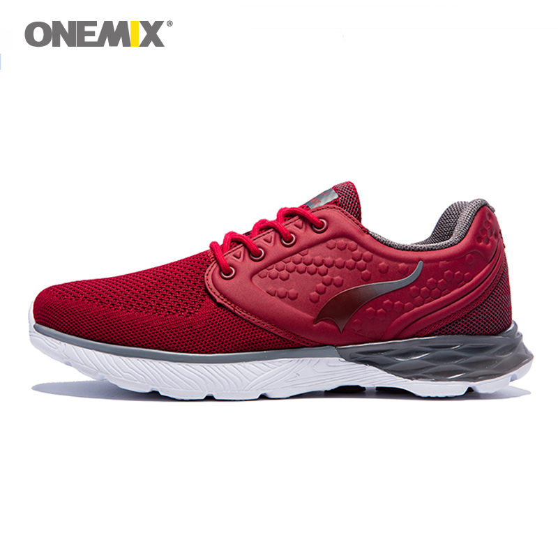 Onemix Hot Men Red Sneakers for Running Shoes Breathable Light Sport Shoes Casual Shoes Men Loafers Men Outdoor Shoes Mesh Men