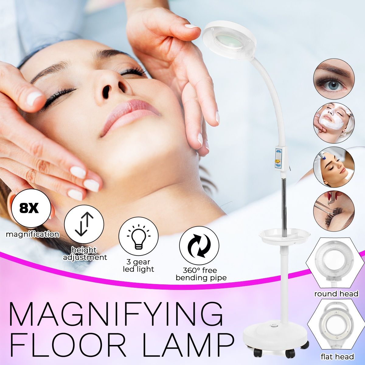 Pro 16X Diopter 120 LED Magnifying Glass Cold Ligth Len Facial Light Floor Stand Lamp Magnifier For Beauty Salon Nail Tattoo