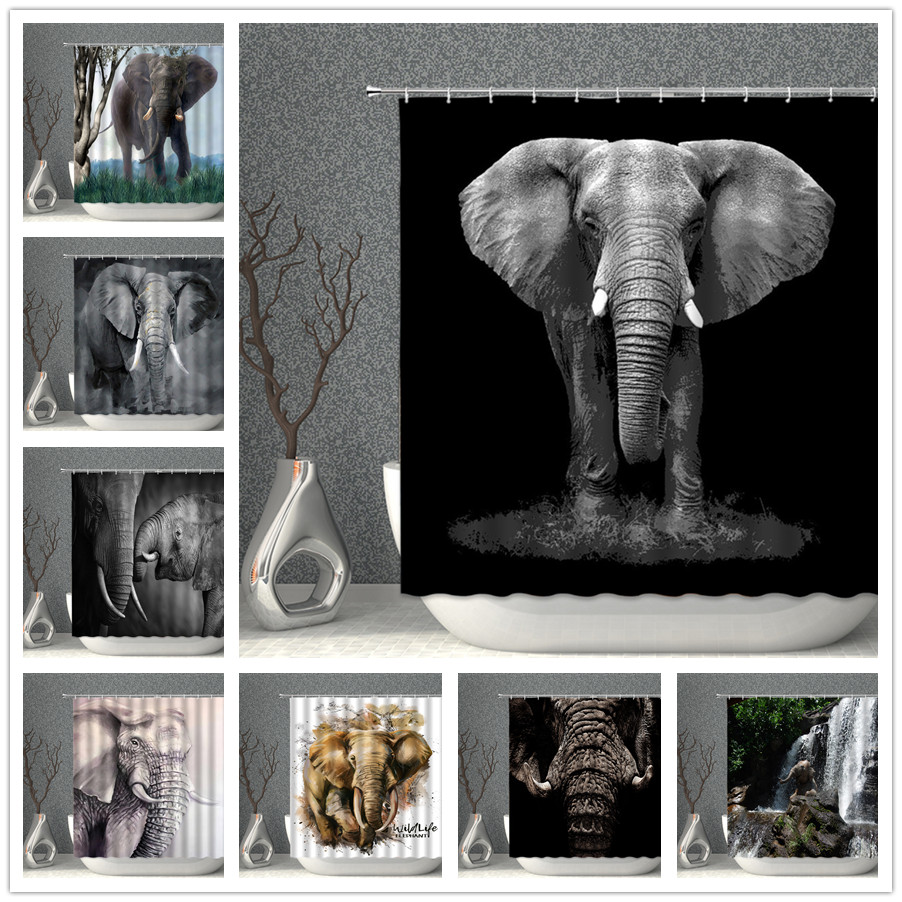 Elephant Shower Curtain 3D Printing Polyester Waterproof New High Quality Bathroom Curtains With Hooks Multi-size Bath Screen