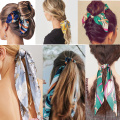 Big Chiffon Bowknot Hair Scrunchies Fashion Women Pearl Ponytail Holder Tie Hair Elastic Rubber Bands Hair Accessories Headwear