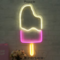 LED Neon Light with Panel Lights Sexy Sign Ice Cream Neon Yellow Cool Light Christmas Holiday Party Bar Shop Art Wall Decoration