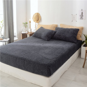Dark grey Cashmere flat sheet pillowcase bedding sheet winter fleece bed cover sandred bedspreads 230*250 warm king bedclothes